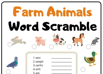 Farm Animals Word Scramble 2